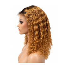 Load image into Gallery viewer, 16” Honey Blonde Curly 4” × 4” Lace Human Hair Wig – T1B/27