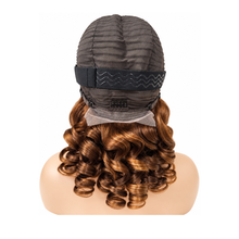 Load image into Gallery viewer, 16” Auburn Curly 13×4 Lace Frontal Human Hair Wig