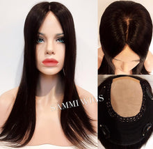 Load image into Gallery viewer, Hand made silk top hair topper 100% Virgin top quality human hair.