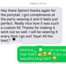 Load image into Gallery viewer, Custom order hand made human hair pony tail in ash blond color