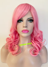Load image into Gallery viewer, F113F Medium length light pink curly wig