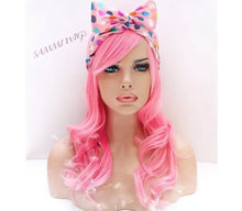 Load image into Gallery viewer, F113F Medium length light pink curly wig