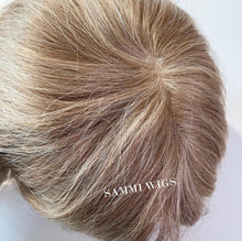 Load image into Gallery viewer, Custom order all hand made male hair topper in dark blond color