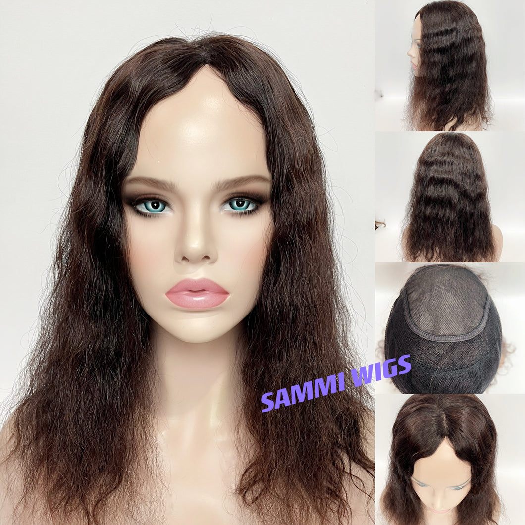 100% human hair all hand made brown curly wig