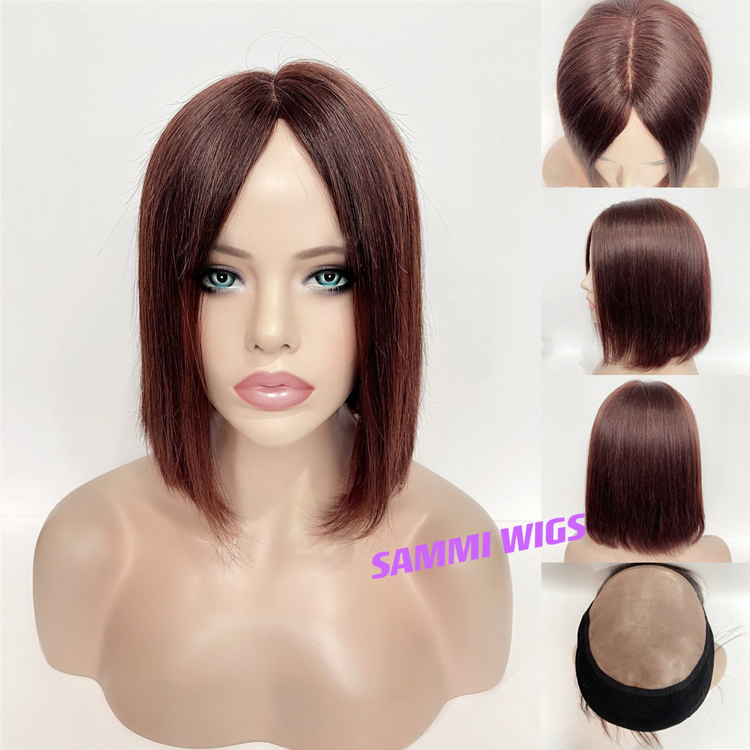 100% human hair reddish brown short wig