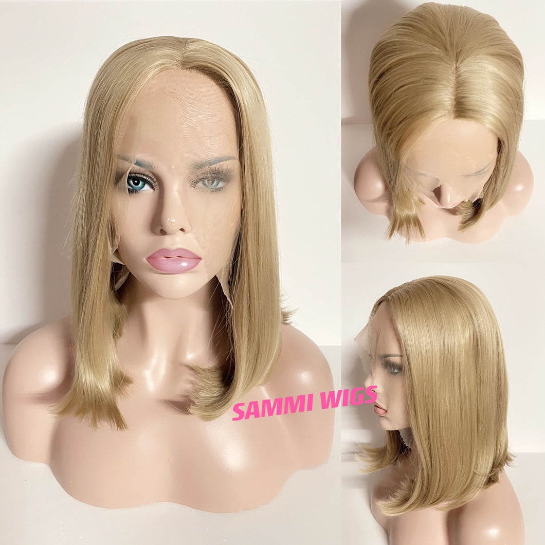 Hand made lace front short blond wig