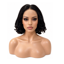 Load image into Gallery viewer, 16” 5x5 Lace Closure Human Hair Curly Bob Wig – Natural Black 1B

