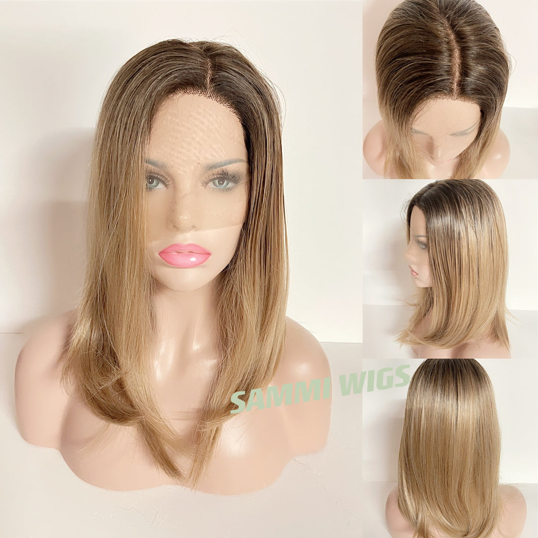 Hand made lace front ombre to dark blond wig