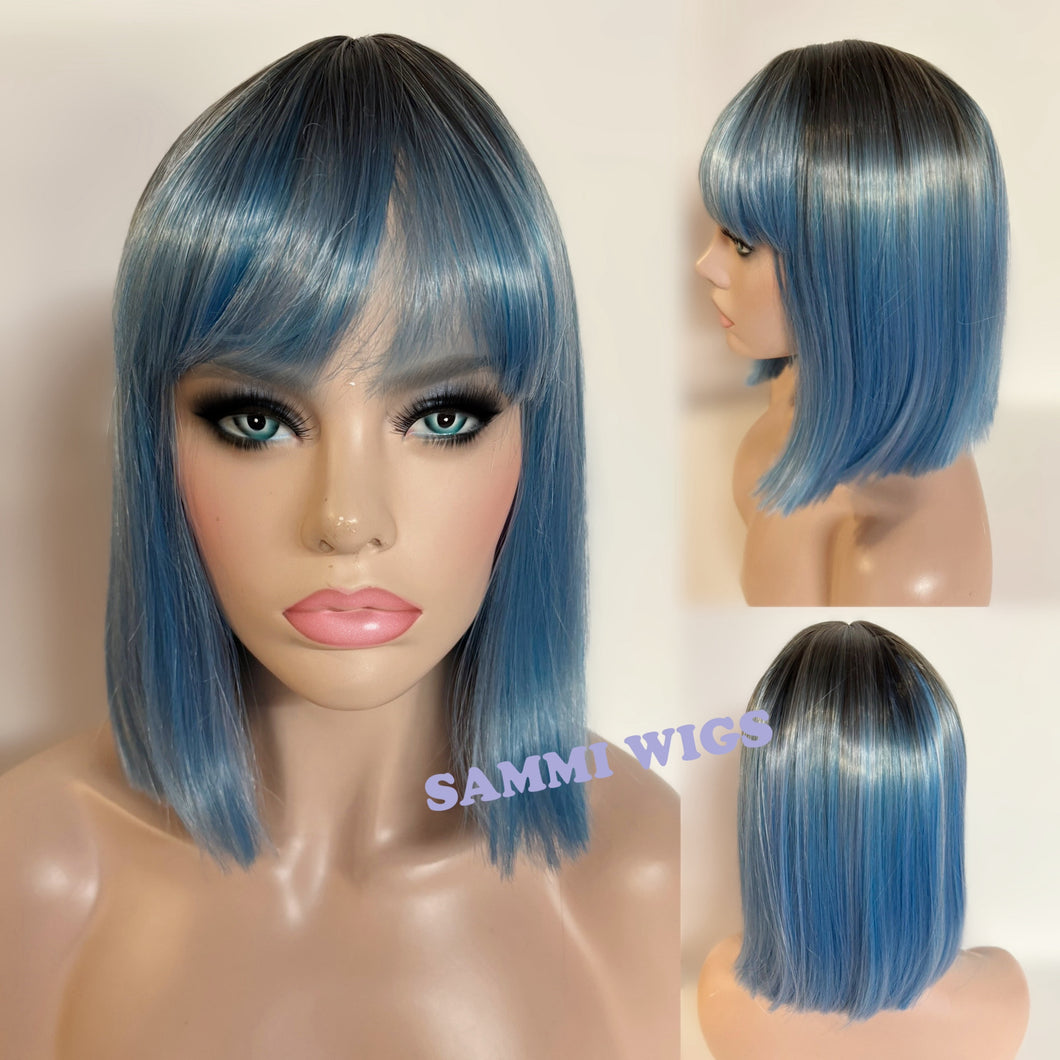 Short Ombre to blue short wig