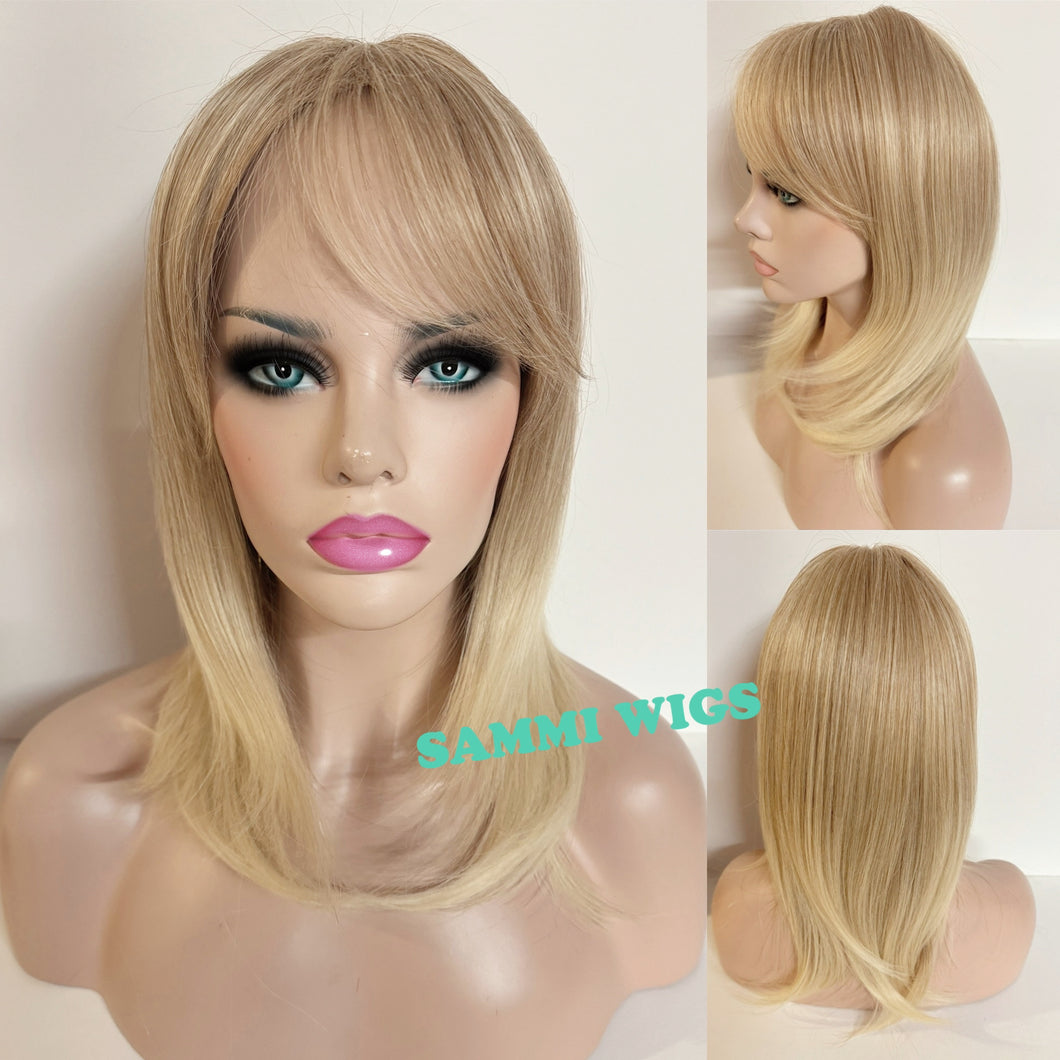 Shoulder length blond wig