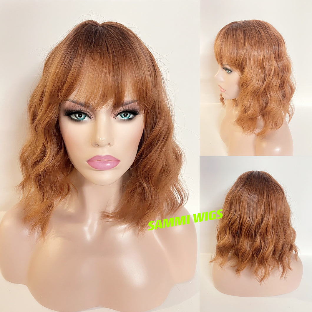 Short ombre orange curly wig