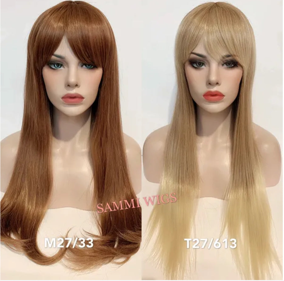 F811 Long wavy wig with front fringes