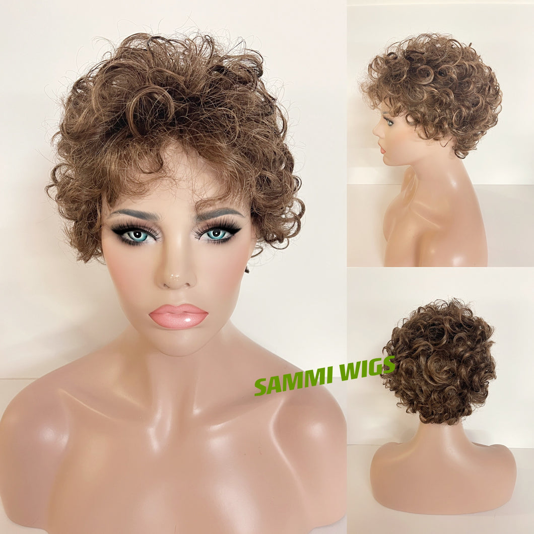 Copy of Short very curly light brown wig in Japanese kk fibre