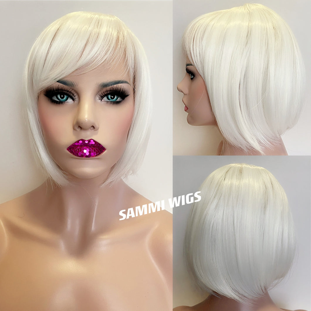 F764 Short color bob wig in white color