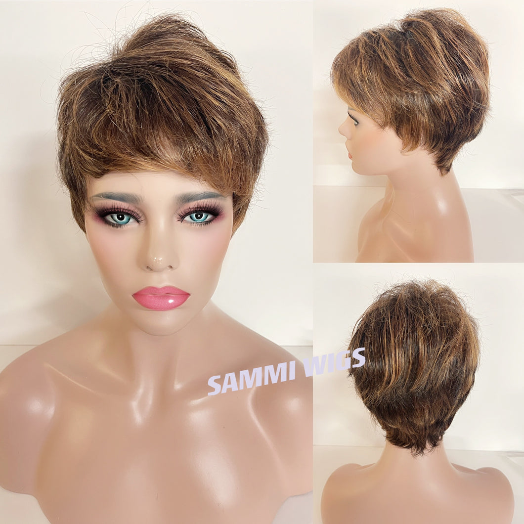 Short light brown wig in Japanese kk fibre