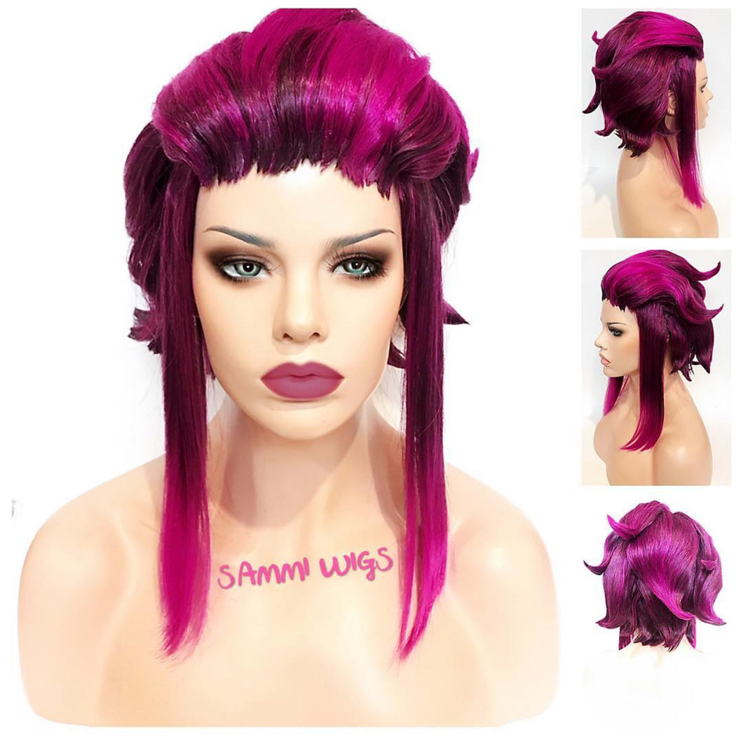 Custom cosplay wig in pink purple