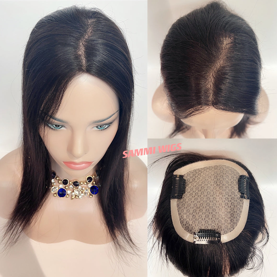 Preorder Hand made monofilament 100 % virgin human hair natural black hair topper