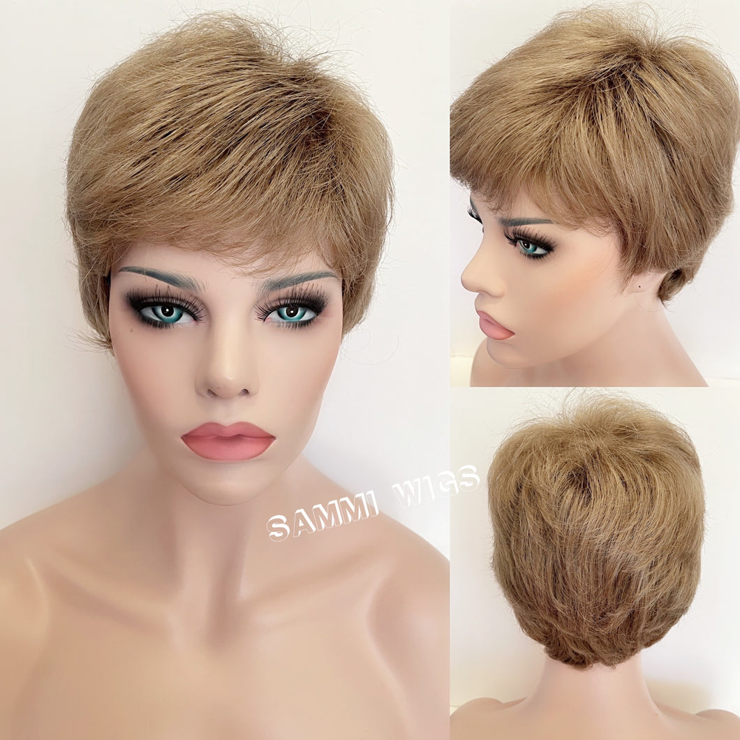 SW-78003 Short light ash brown wig in Japanese kk fibre