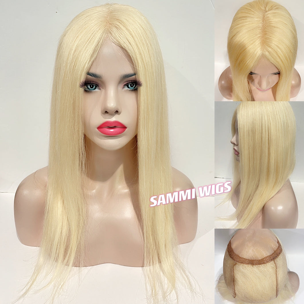 100 % human hair long blond wig