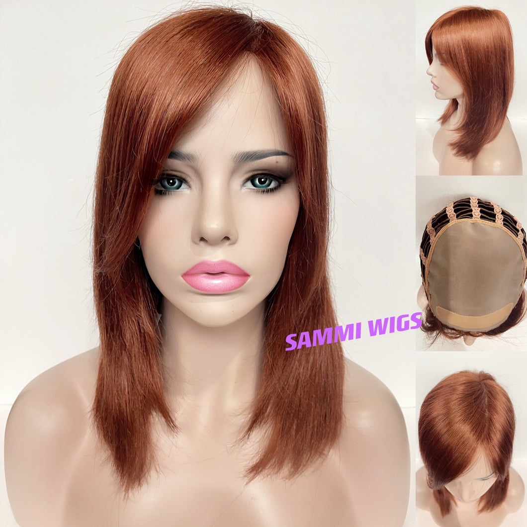 Shoulder length orange wig