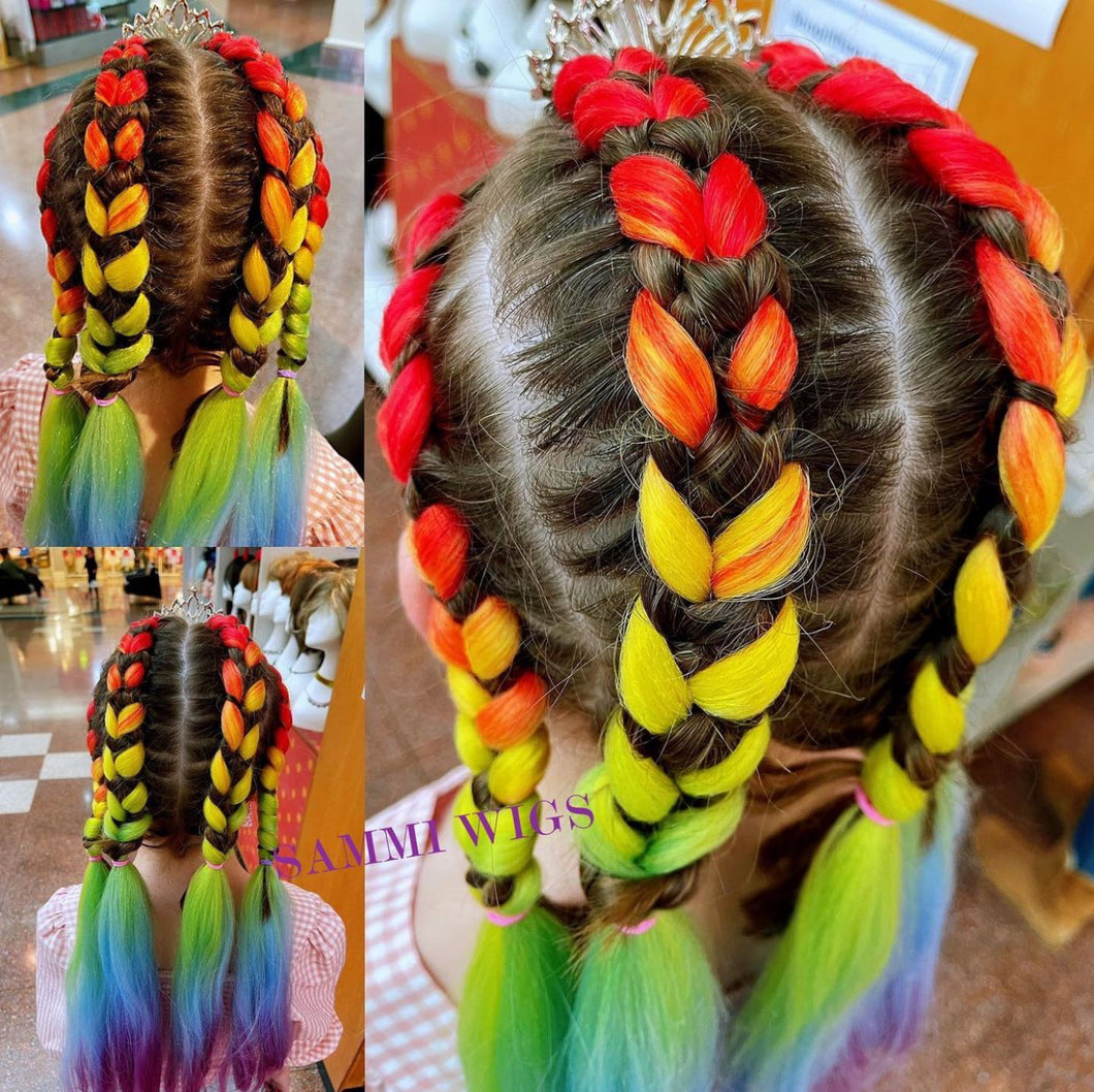 Colorful hair pieces for fun braiding