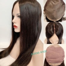 Load image into Gallery viewer, All hand made custom order 100 % top quality virgin remy human hair 22 inch long wig with hand made monofilament top
