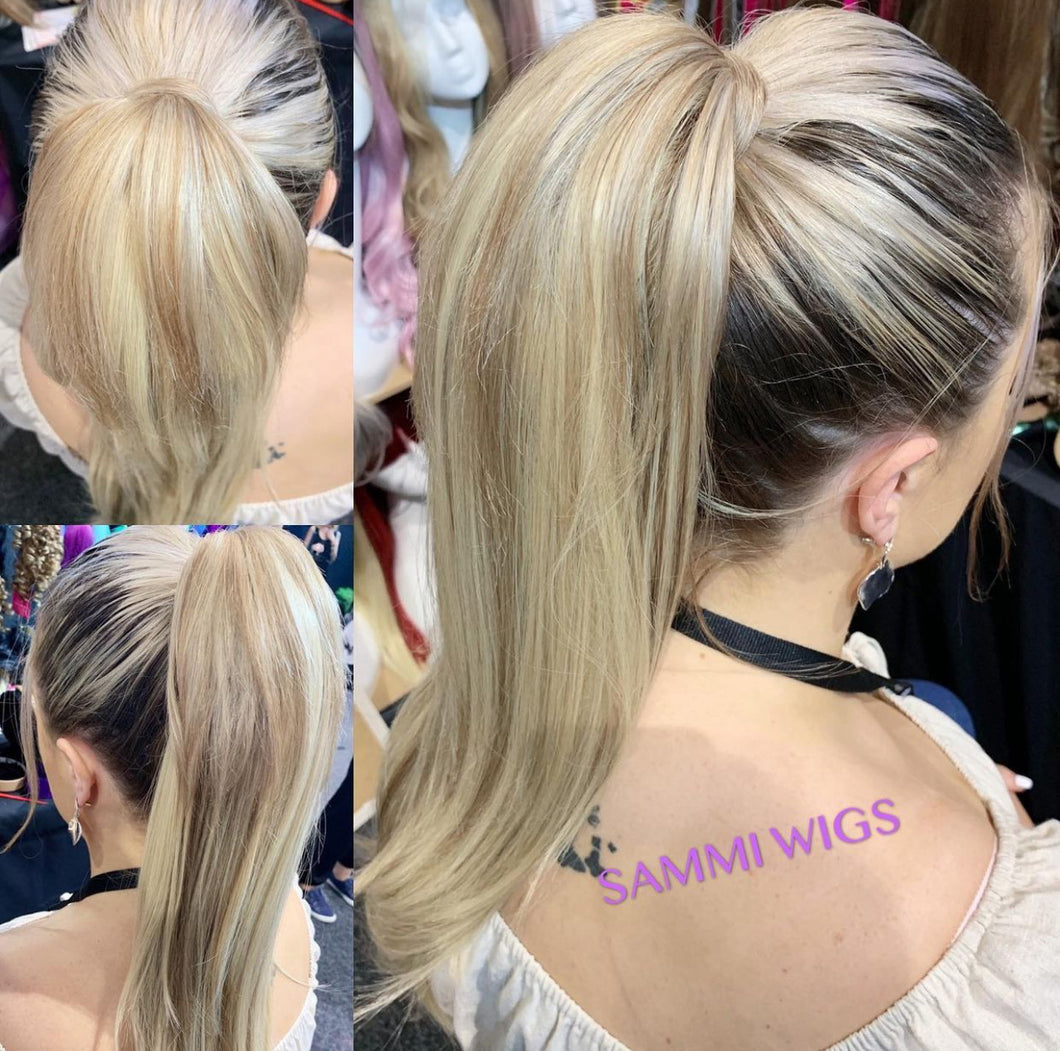 F884-WAVY-180 degree Long length pony tail in wavy style