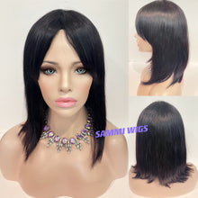 Load image into Gallery viewer, 100% human hair shoulder length black bob wig

