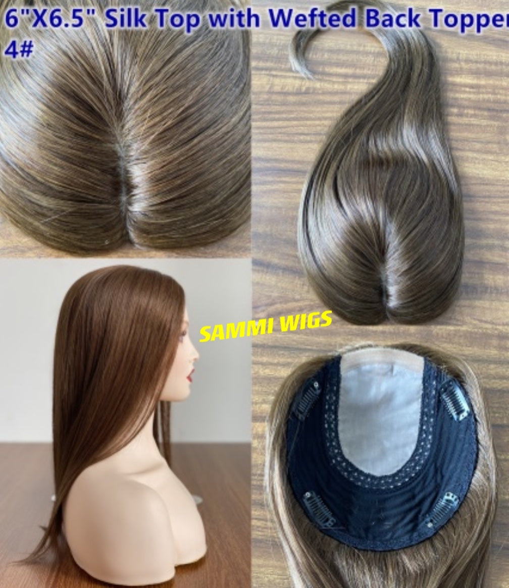 Preorder 100% virgin human hair light brown silk top topper