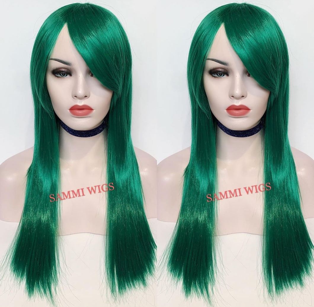 F1530 Long green straight wig