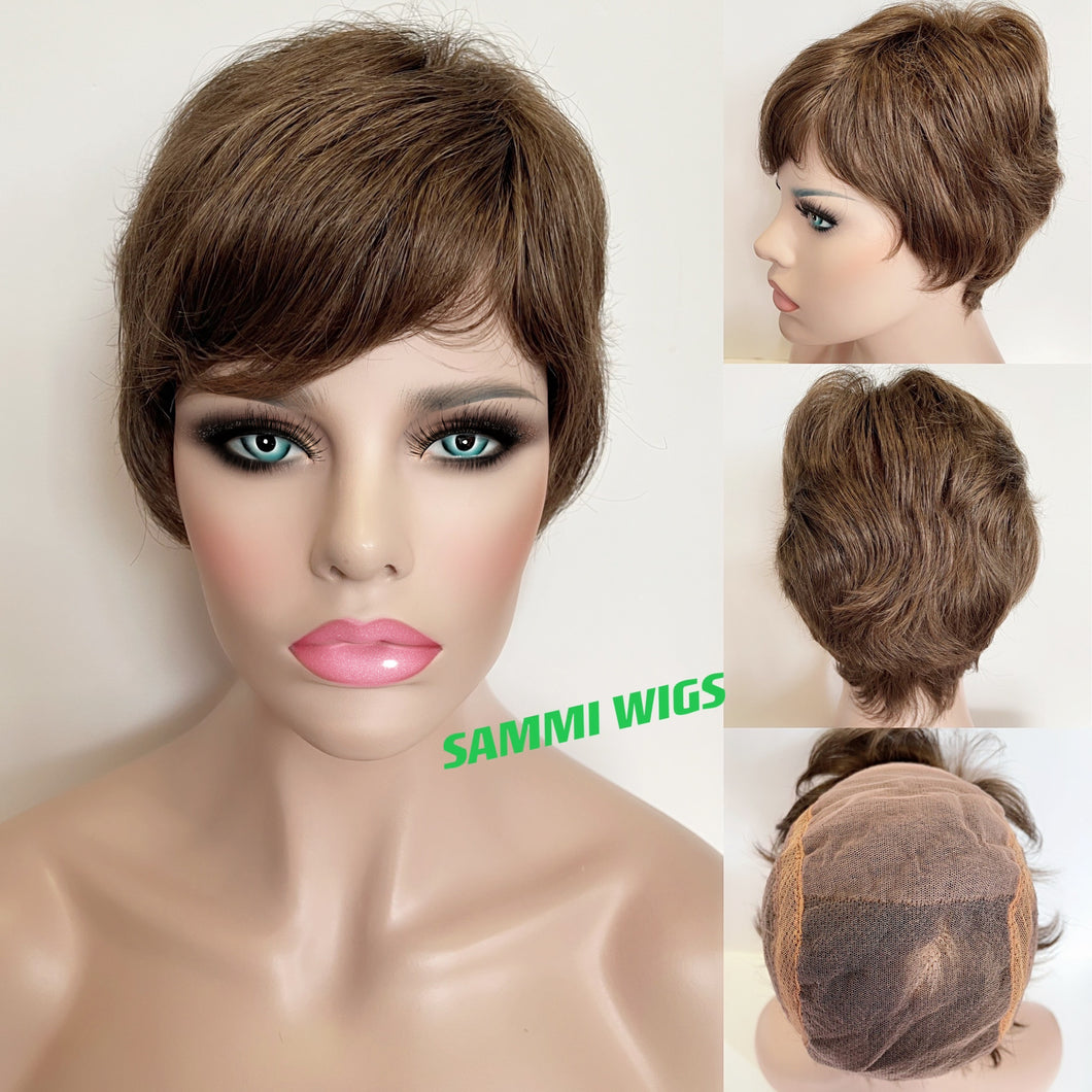 All hand made short ash brown wig in Japanese kk fibre