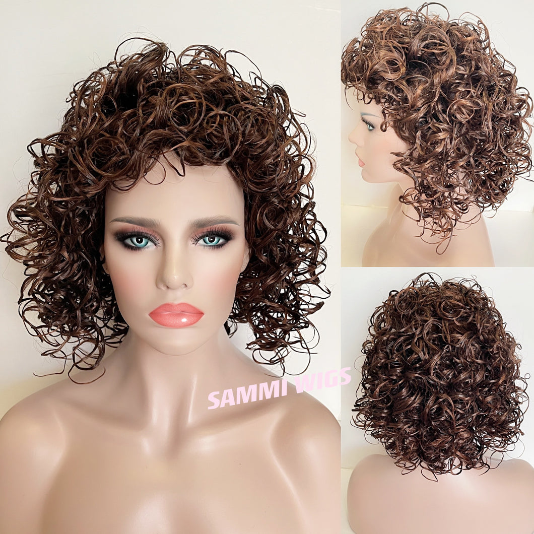 Curly light brown wig