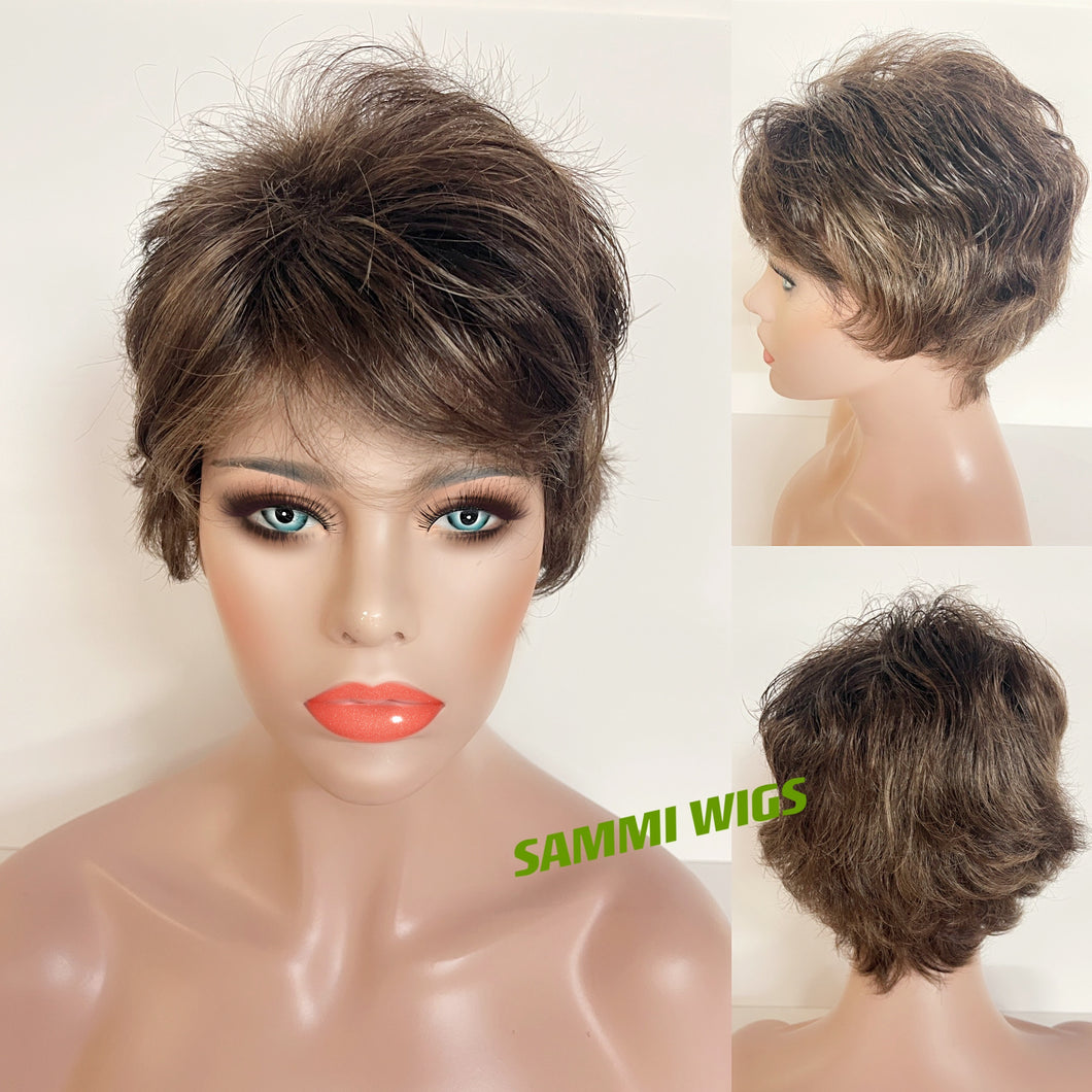 Short ash brown wig in Japanese kk fibre