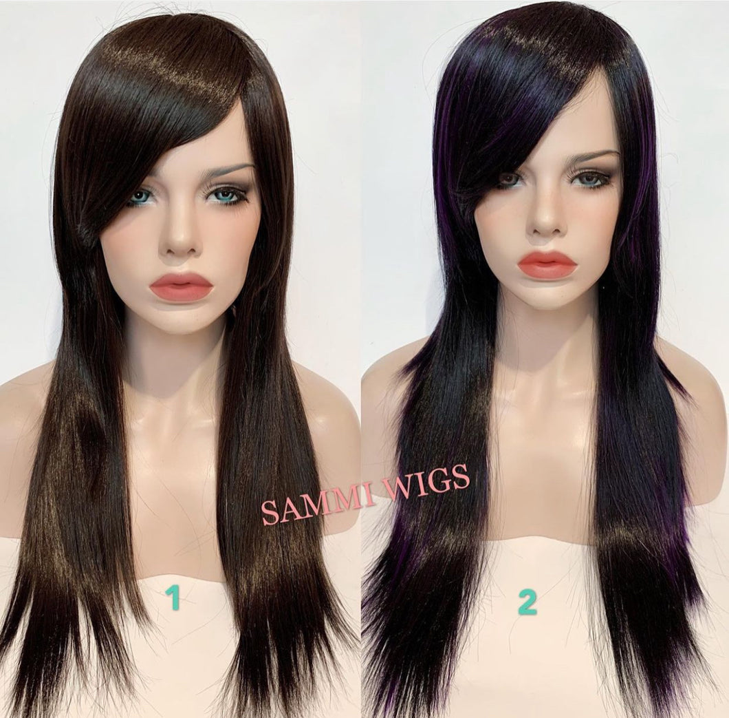 F1530 long straight wig with side fringe