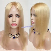 Load image into Gallery viewer, Hand made monofilament 100 % human hair blond topper
