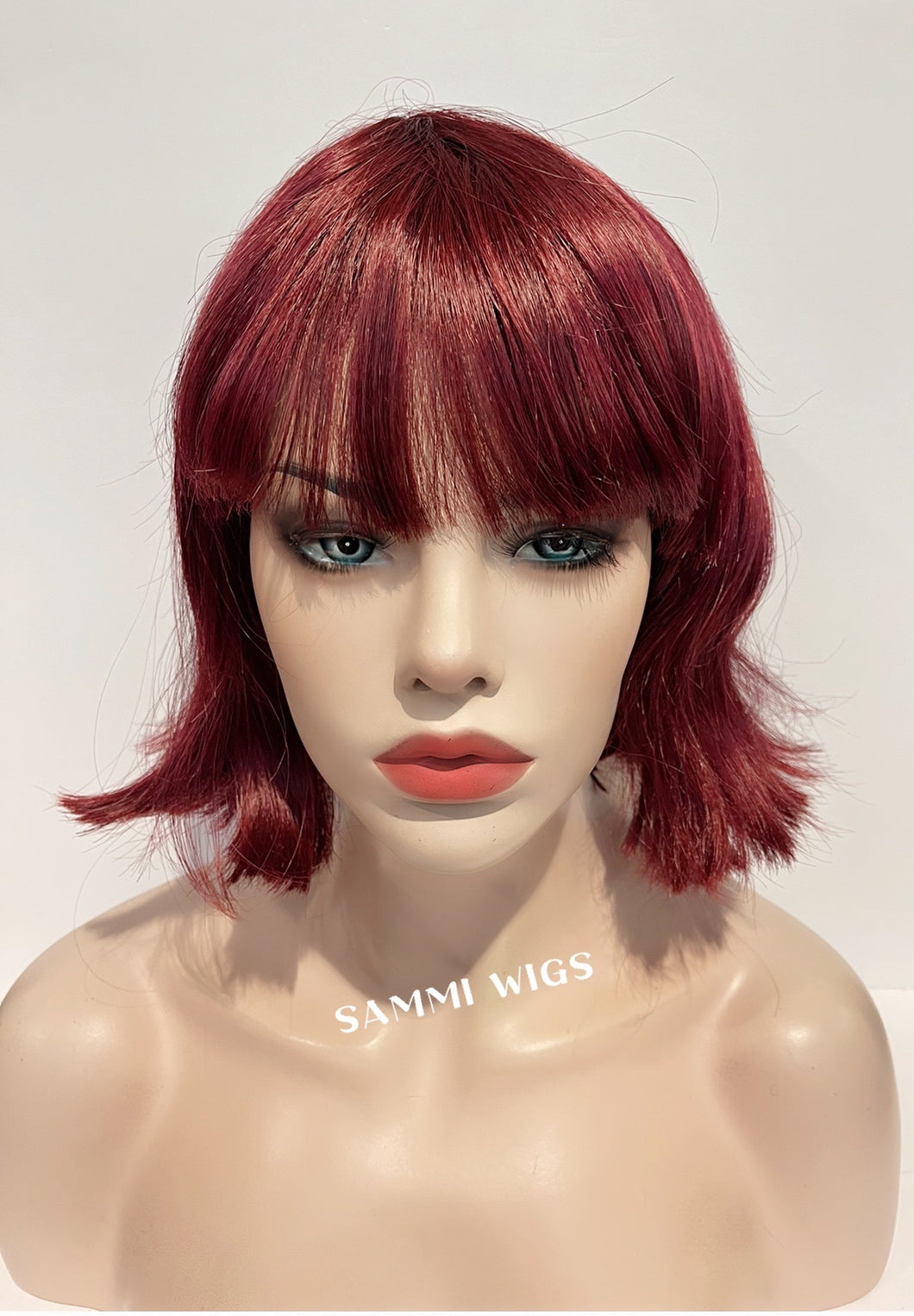 HS-501 Short bob in burgundy red color