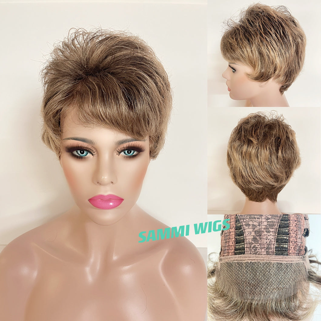 Hand made lace front short wig in Japanese kk fibre