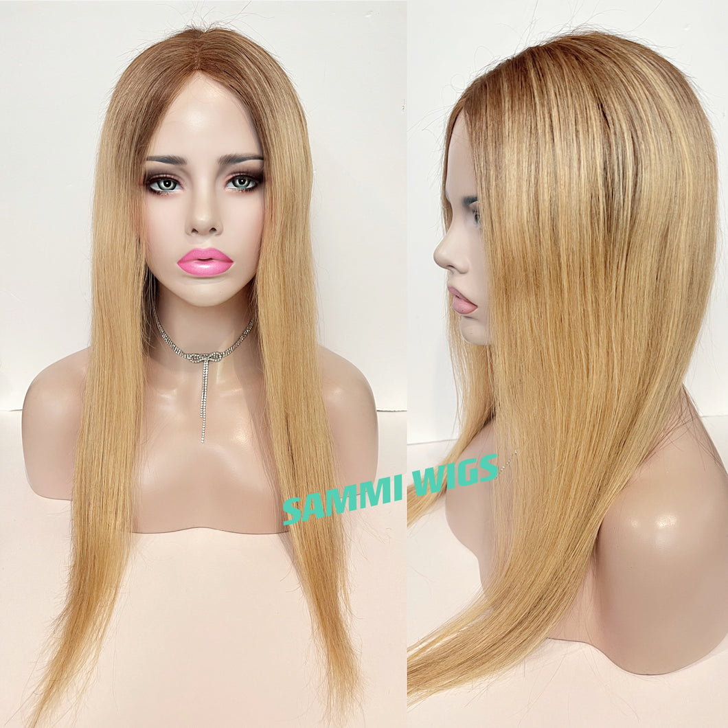 100 % human hair long blond wig