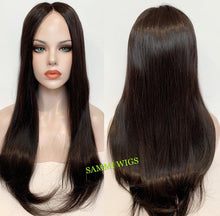 Load image into Gallery viewer, All hand made custom order 100 % top quality virgin remy human hair 22 inch long wig with hand made monofilament top
