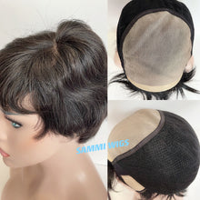 Load image into Gallery viewer, All hand made short dark wig in Japanese kk fibre
