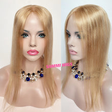 Load image into Gallery viewer, Hand made monofilament 100 % human hair blond topper
