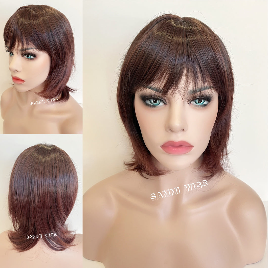 KHL59 Longer bob with layers in reddish brown color
