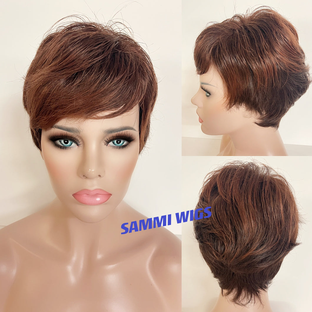Short reddish brown ombre to brown wig in Japanese kk fibre