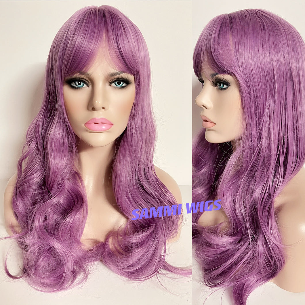 Long pink curly wig