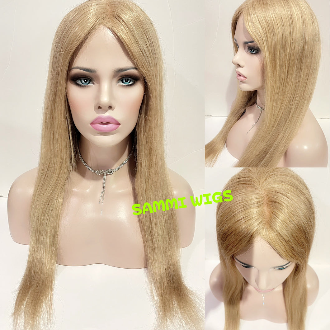 100 % human hair long blond wig