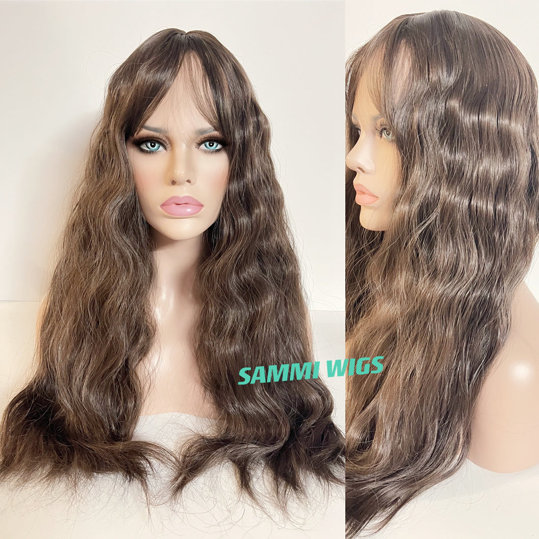 Long brown curly wig