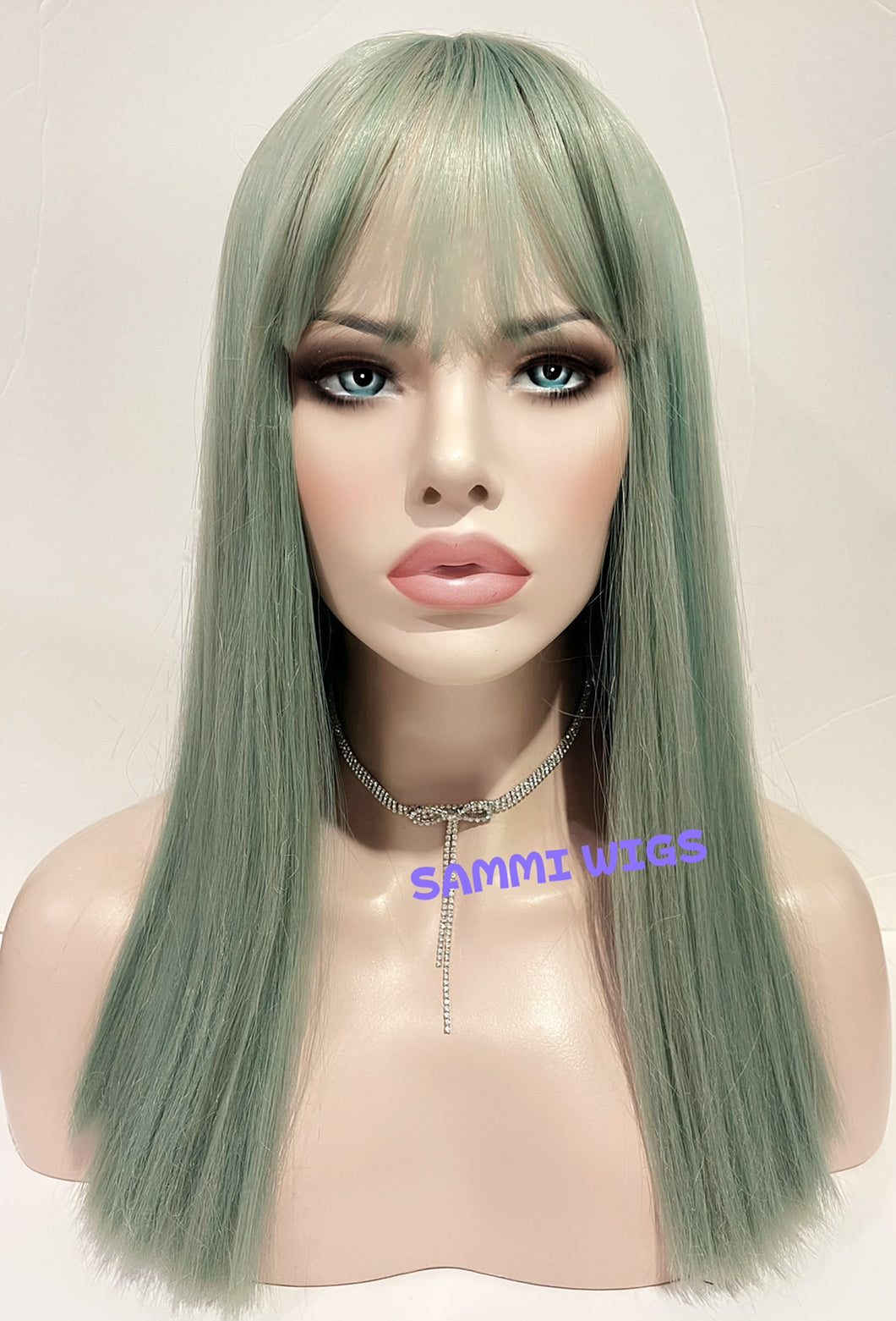 Medium length green wig