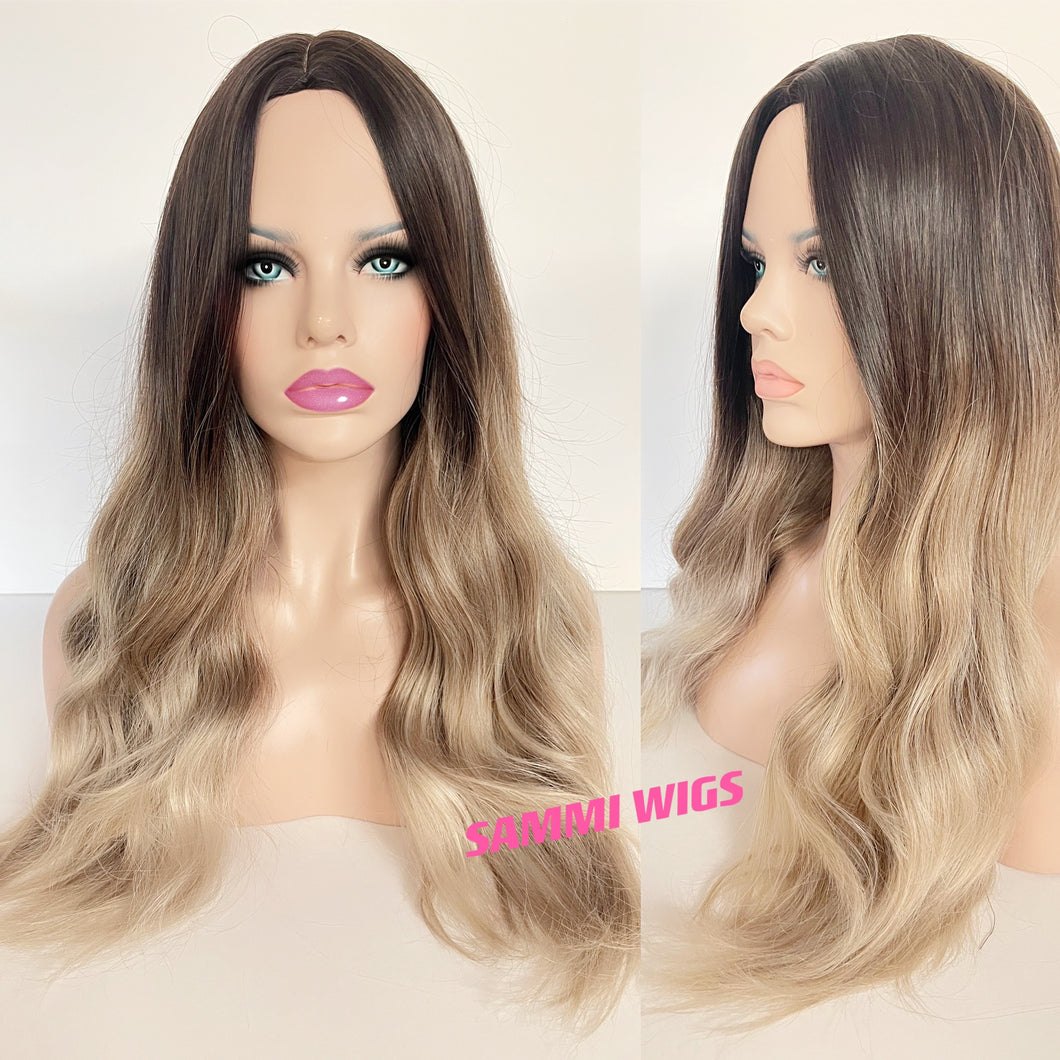 Ombré brown to blond long wig