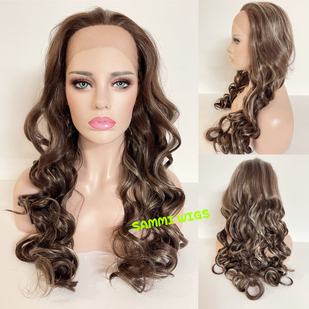 Long curly lace front wig