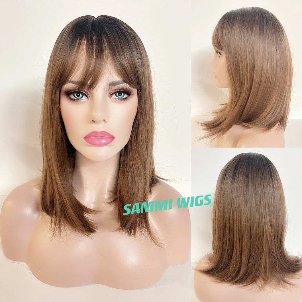 Shoulder length ombre brown bob wig